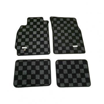 Phase 2 Motortrend Checkered Race Floor Mats (Dark Grey / Front and Rear) - Mitsubishi EVO 8/9 03-07