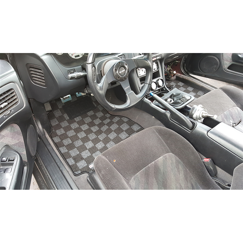 Evasive Motorsports: Phase 2 Motortrend Checkered Race Floor Mats (Dark  Grey / Front + Trunk) - Nissan 300ZX 90-96