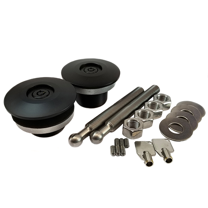 22 mm universele automotorkappenset van aluminium met drukknop