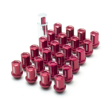 Rays L37 Dura-Nut Straight Type 6-Hole Lug & Wheel Lock Set - Set of 24 / Red / 12x1.50