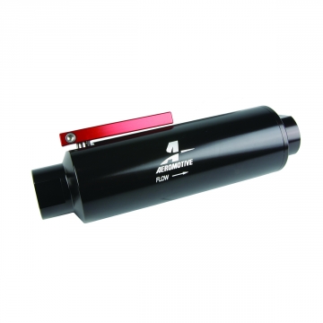 Aeromotive In-Line AN-12 Filter w/ Shutoff Valve 100 Micron SS Element - Black Anodize Finish