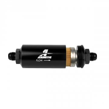 Aeromotive In-Line Filter - (AN -8 Male) 10 Micron Fabric Element Bright Dip Black Finish