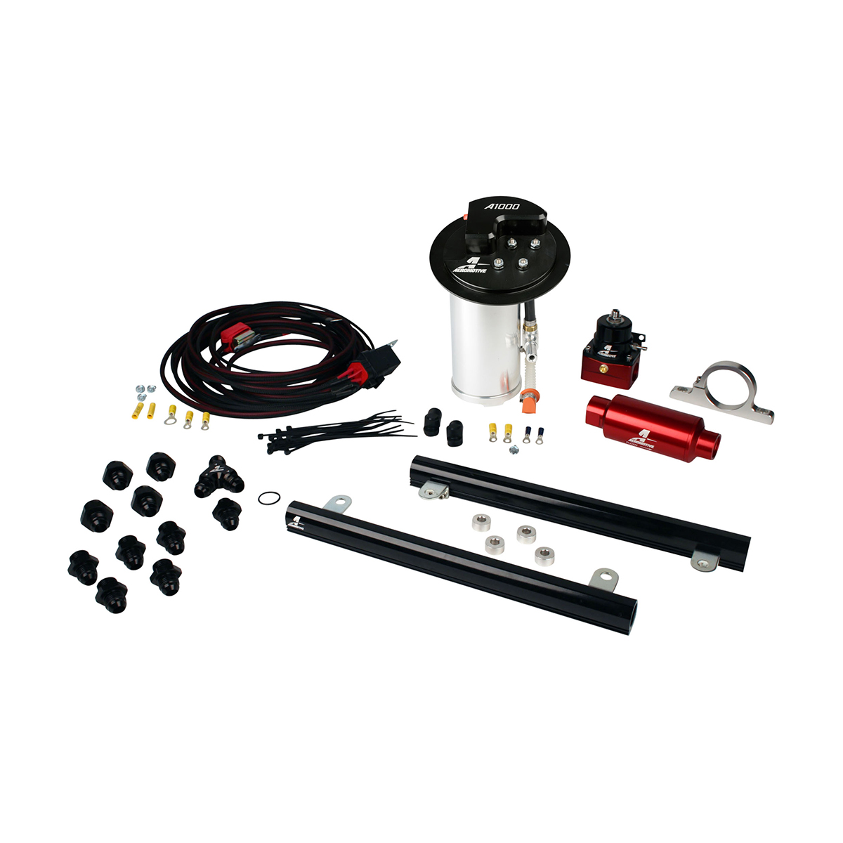 Evasive Motorsports Aeromotive Fuel Pump Kit A1000, 14141 Rails, 16307 Wire Kit Ford