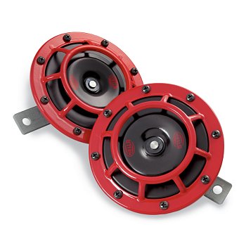 Hella S-Tone 12V 300/500Hz Twin Horn Kit, Red/Black