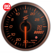 Stri DSD 52mm Gauge (Smoke Lens / Amber LED) - Boost (Imperial / 30 PSI)