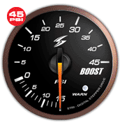 Stri DSD 52mm Gauge (Black Face / White LED) - Boost (Imperial / 45 PSI)