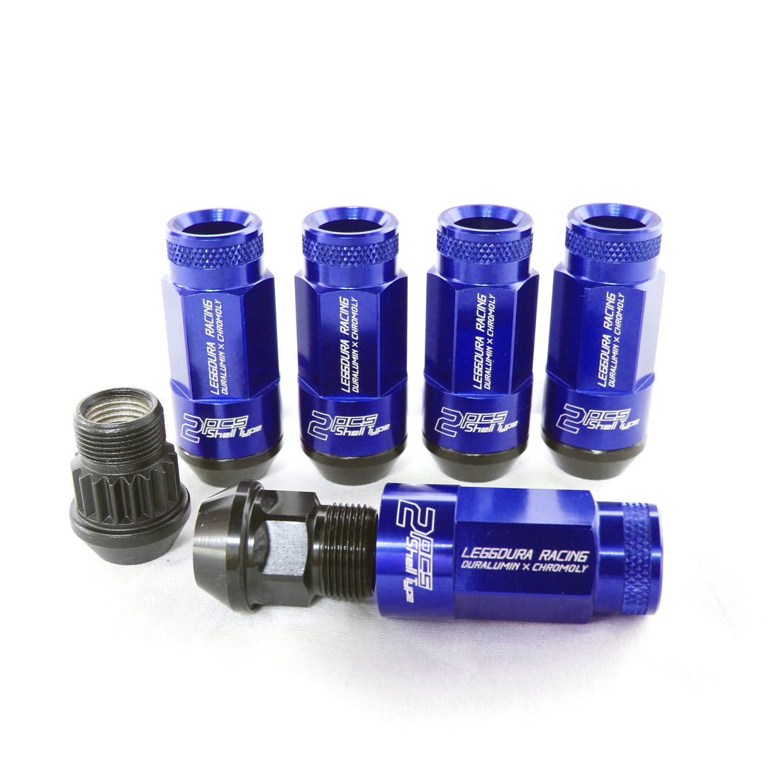 Evasive Motorsports: Project Kics Leggdura Racing Shell Type Lug Nut 53mm  Open-End-Style - 12x1.50 (Blue)