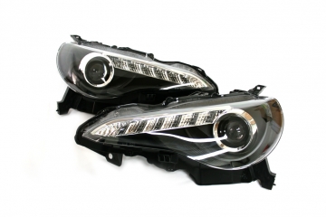 Winjet Projector Headlights (Black / Clear) - Scion FR-S 13-16