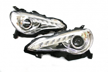 Winjet Projector Headlights (Chrome Clear) - Scion FR-S 13-16