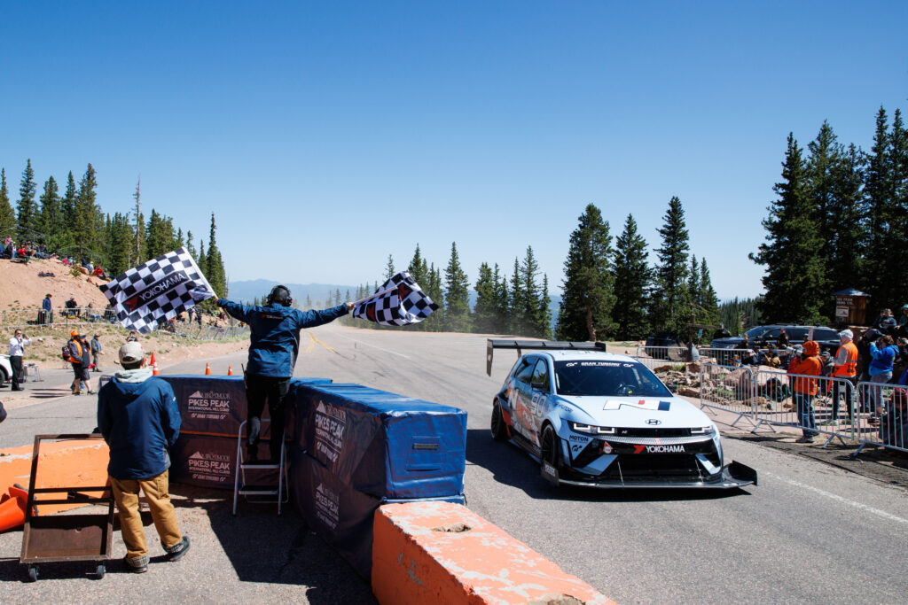 Evasive Motorsports Hyundai Ioniq 5 N Pikes Peak International Hill Climb 2025 Finish Line